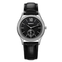 Berny Classic Leather Strap Watch, 38mm in Charcoal