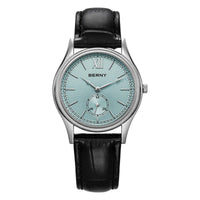 Berny Classic Leather Strap Watch, 38mm in Mint Green