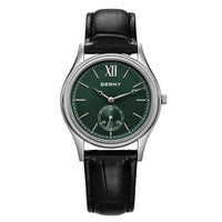 Berny Classic Leather Strap Watch, 38mm in Royal Green
