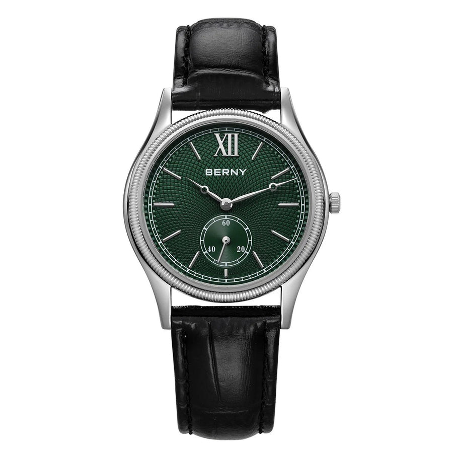 Berny Classic Leather Strap Watch, 38mm in Royal Green