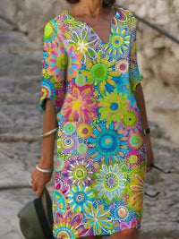 Beth™ Colourful Floral Dress in Green