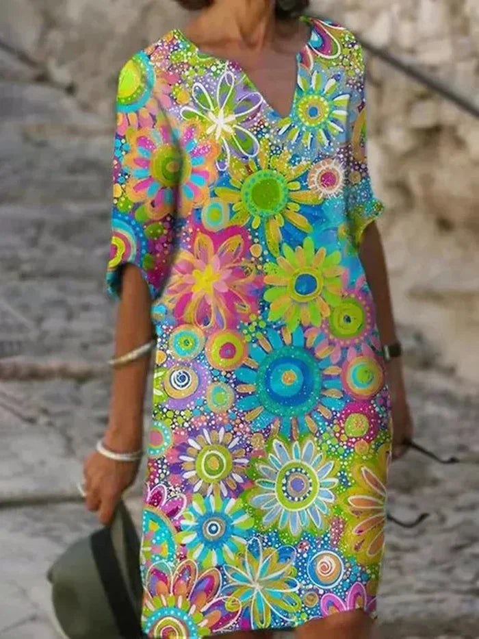 Beth™ Colourful Floral Dress in Green