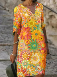 Beth™ Colourful Floral Dress in Yellow