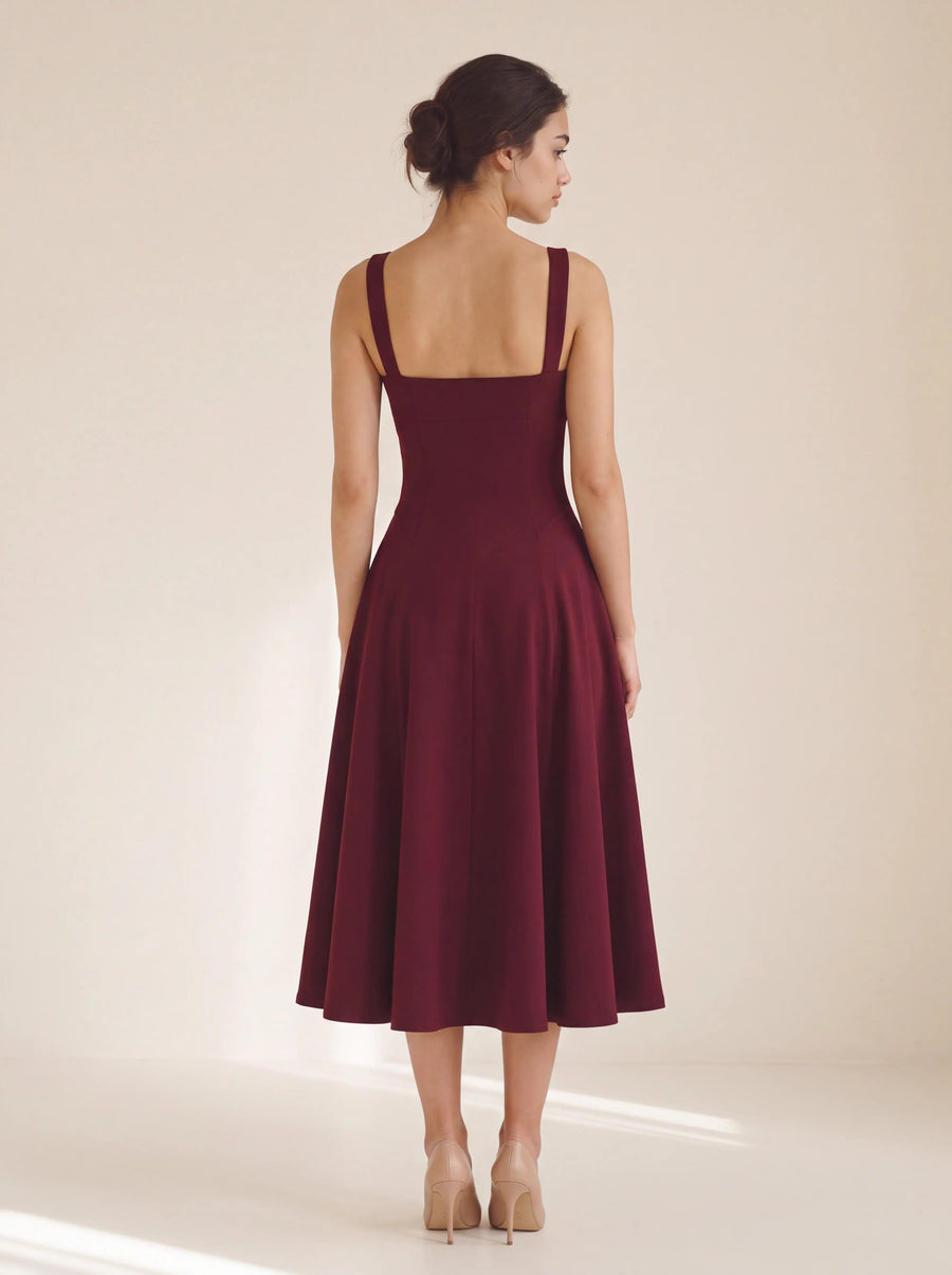 Betty Midi Dress Cherry Lacquer - back