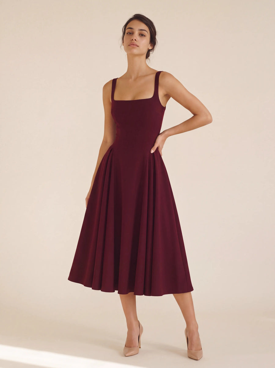 Betty Midi Dress Cherry Lacquer - editorial