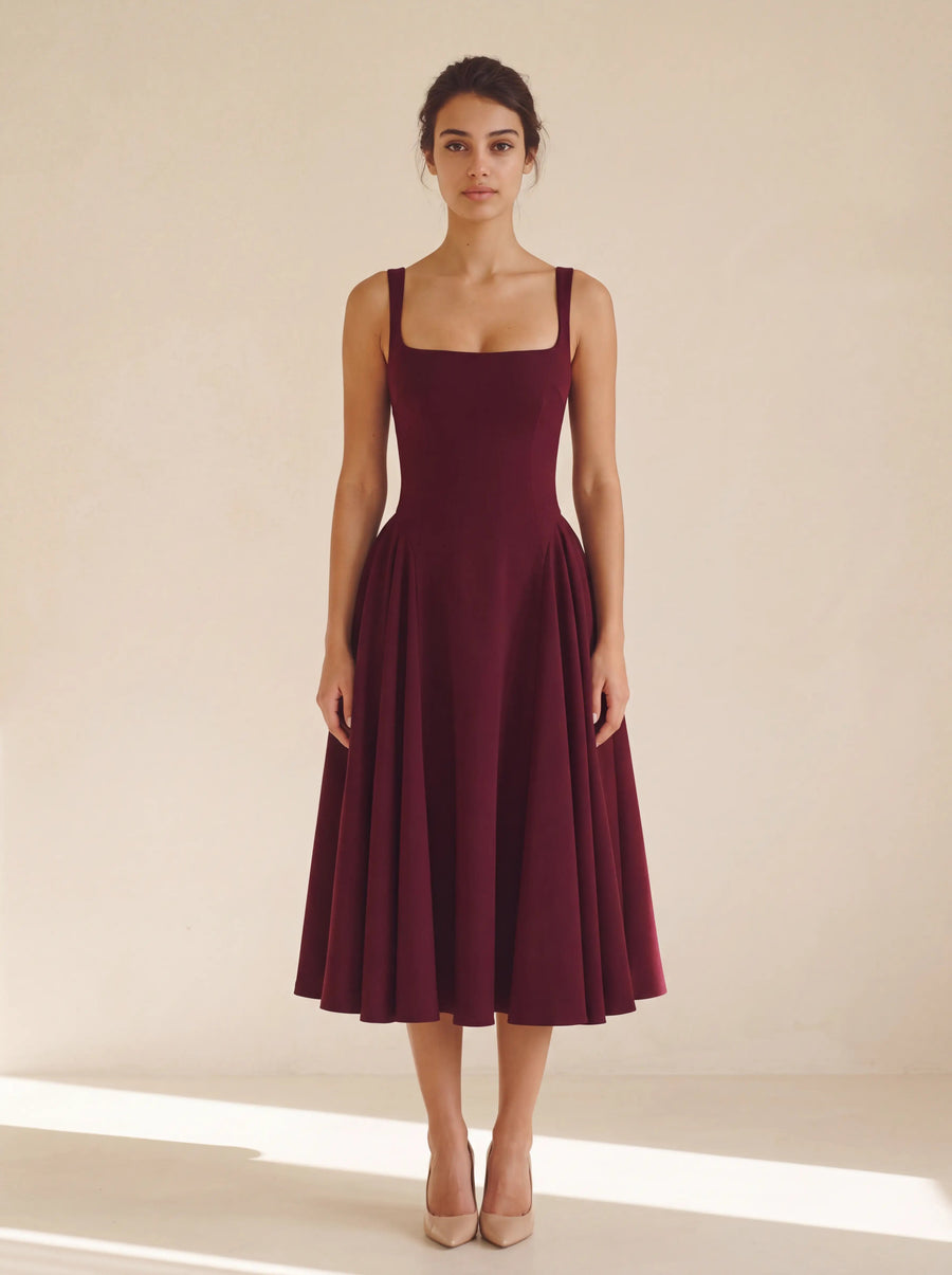 Betty Midi Dress Cherry Lacquer - front