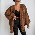 Womens Long Sleeve Open Front Sweaters Bishop Sleeve Button Up Cardigan