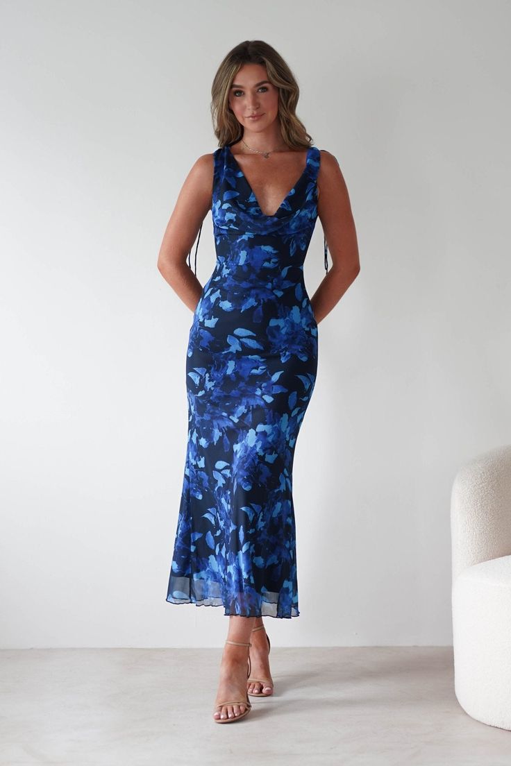 Donatella Mesh Floral Maxi Dress