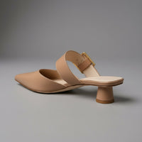 Bianca Buckle Mule in Beige