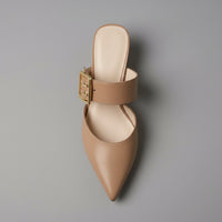 Bianca Buckle Mule in Beige