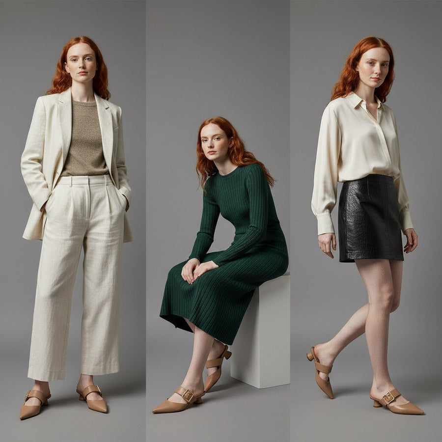Bianca Buckle Mule in Beige