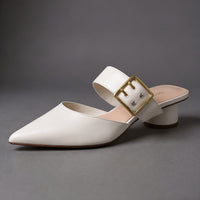 Bianca Buckle Mule in Pearl