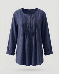 Bianca Casual Blouse with Pleated in Blue