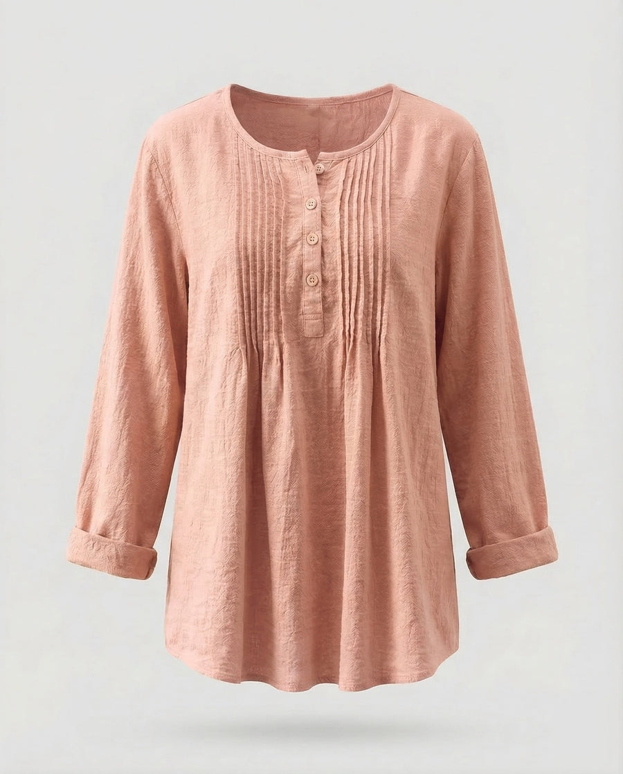 Bianca Casual Blouse with Pleated in Pink