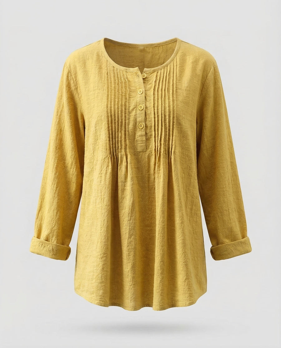 Bianca Casual Blouse with Pleated in Yellow