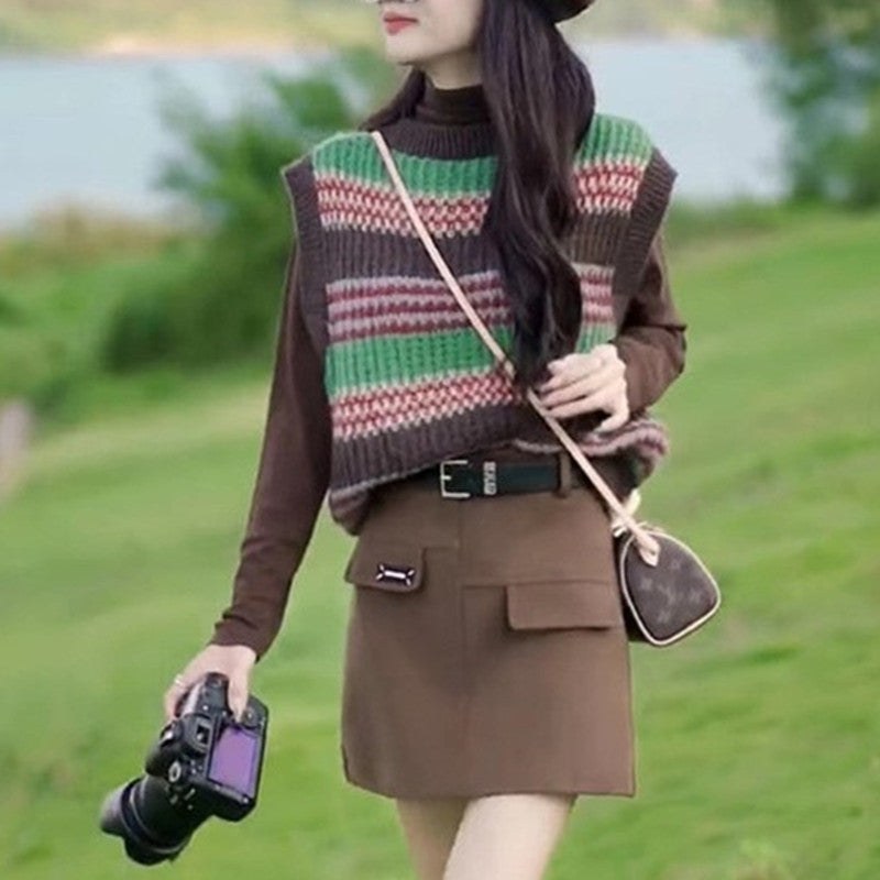 Bianca Casual Knit Sweater with Sleeveless and Oversized