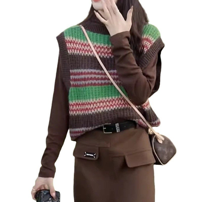 Bianca Casual Knit Sweater with Sleeveless and Oversized
