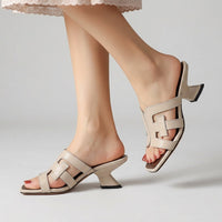 Bianca Genuine Leather Heeled Sandal in Pearl