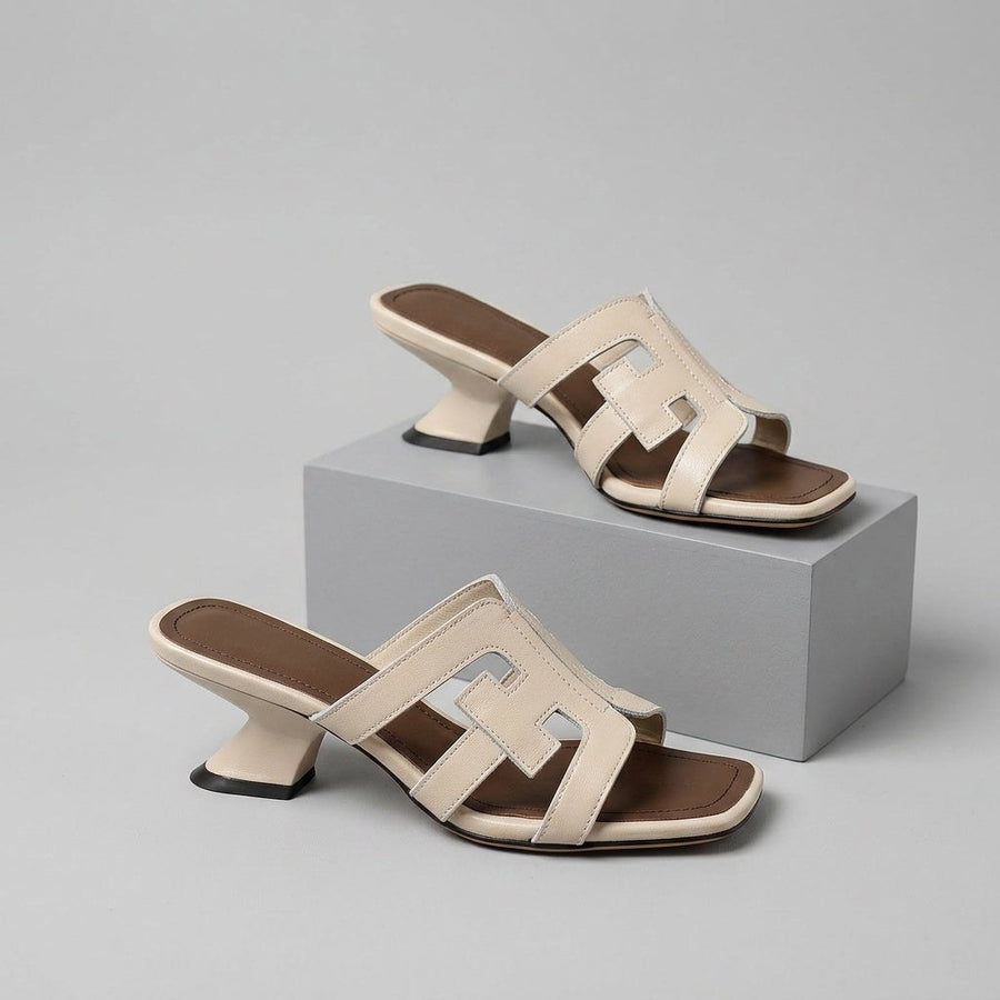 Bianca Genuine Leather Heeled Sandal in Pearl