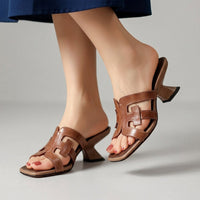 Bianca Genuine Leather Heeled Sandal in Sienna Brown