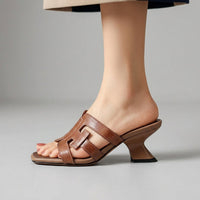 Bianca Genuine Leather Heeled Sandal in Sienna Brown