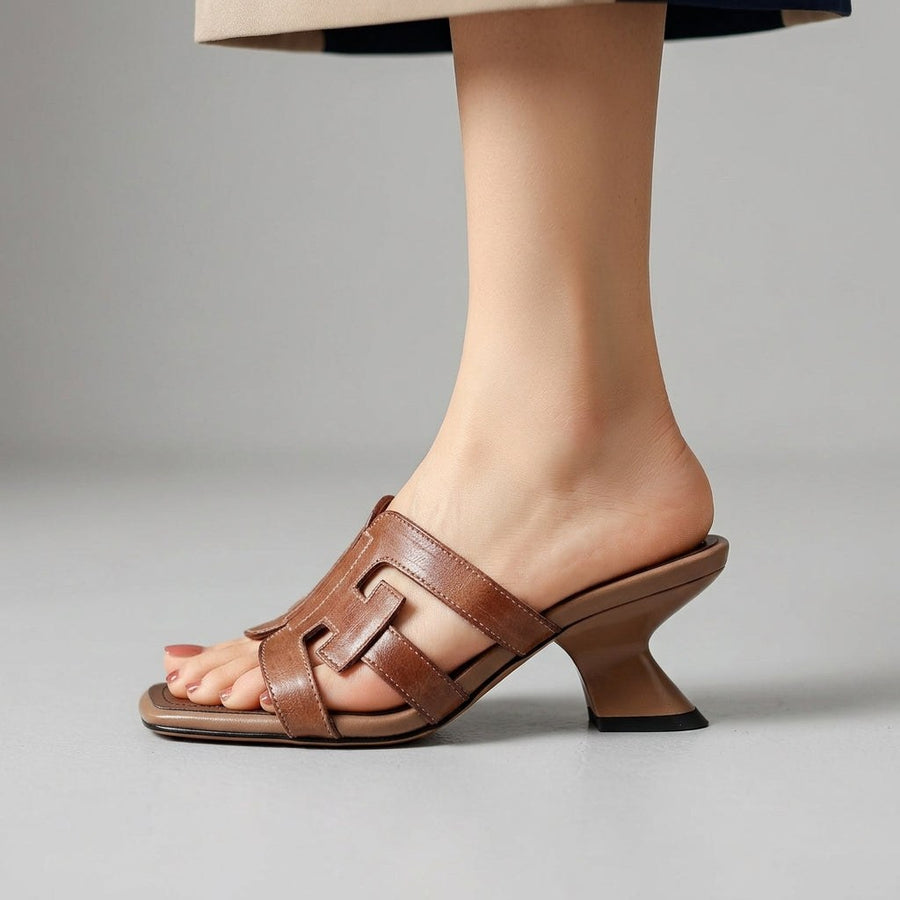Bianca Genuine Leather Heeled Sandal in Sienna Brown