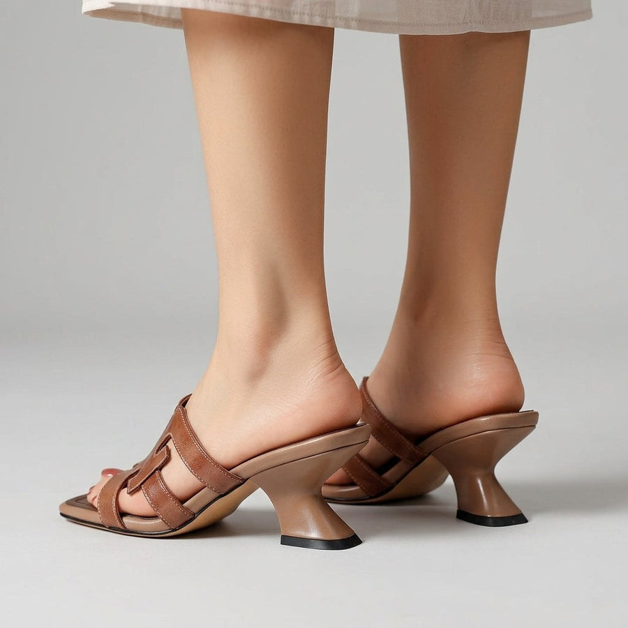 Bianca Genuine Leather Heeled Sandal in Sienna Brown