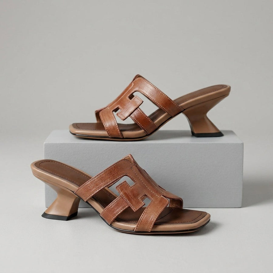 Bianca Genuine Leather Heeled Sandal in Sienna Brown