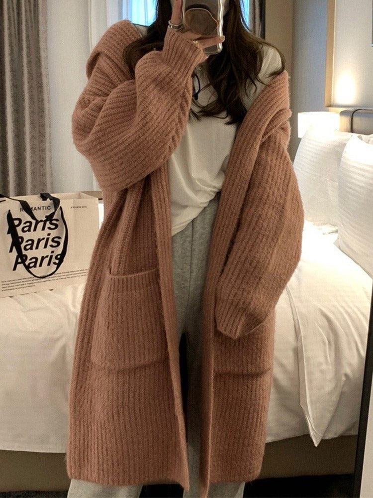 Bianca Knit Cardigan with V-Neck and Pockets in Pink