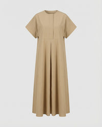 Bianca Linen Blend Maxi Dress with Pleated in Khaki