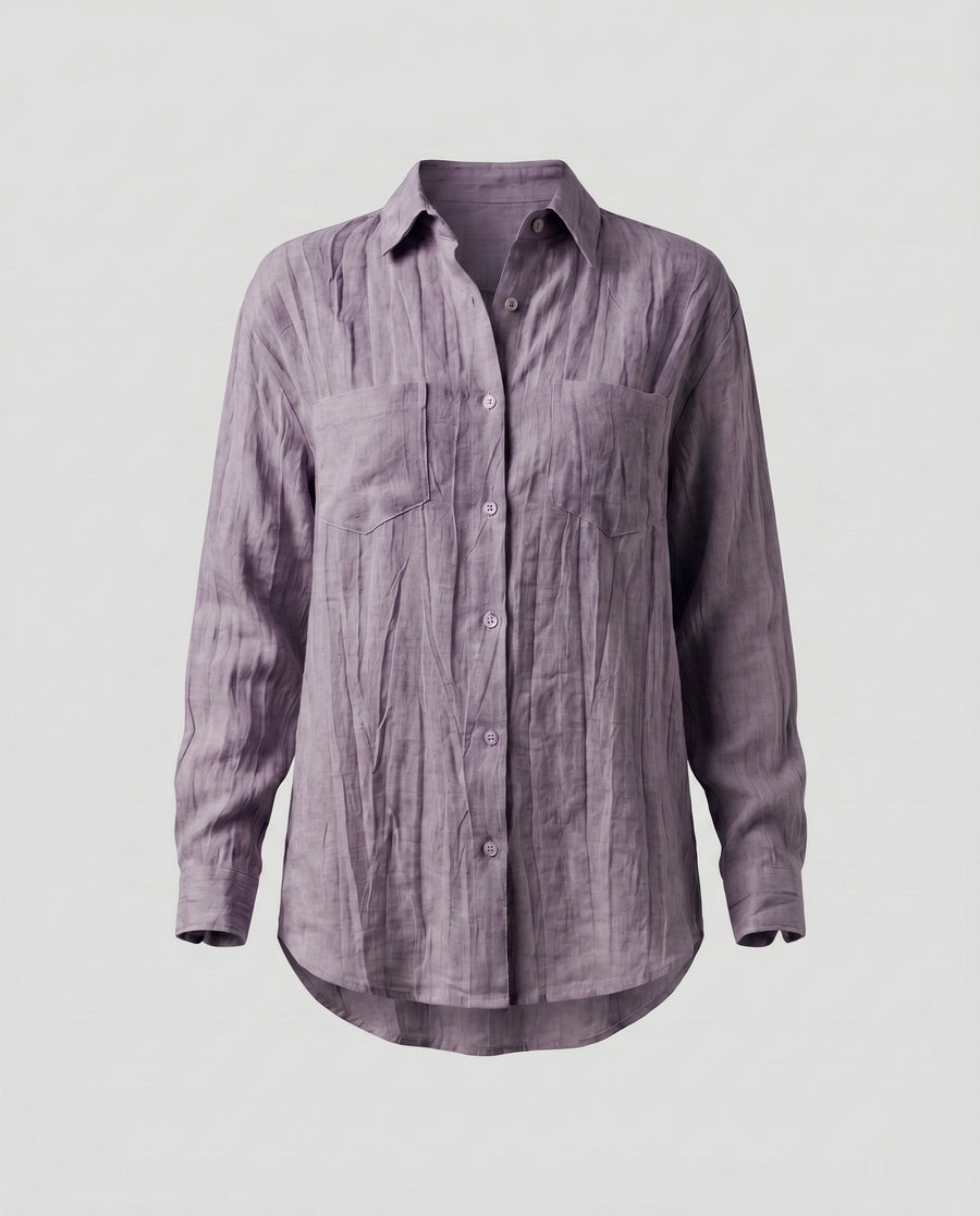 Bianca Linen Blouse with Pockets in Light Purple