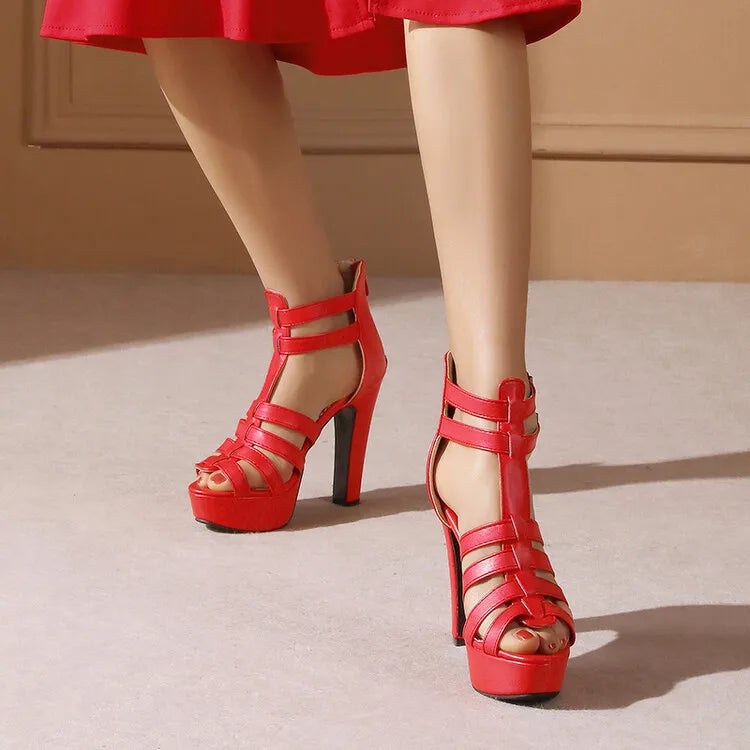 Bianca Platform Stiletto in Crimson