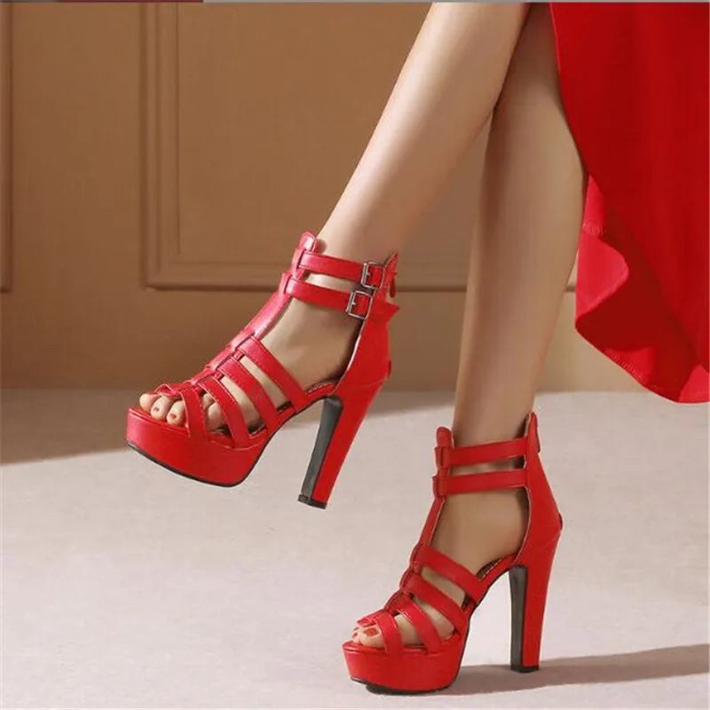 Bianca Platform Stiletto in Crimson