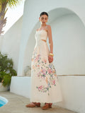 Bianca Women's Floral Print Lace-Up Back Sleeveless Maxi Dress