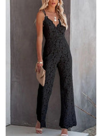 Bianca Women's V Neck Wide Leg Jumpsuit in Black