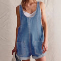 Billie Women's Denim Overall Short Romper Sleeveless