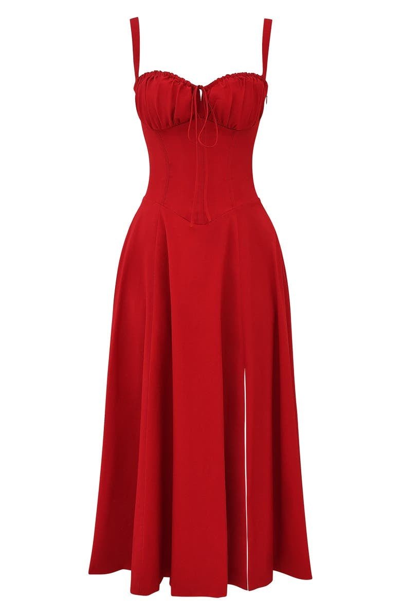 Birgit | Women's Corset Midi Dress with Flowing Skirt