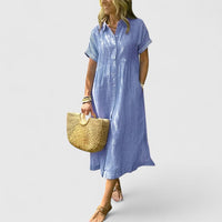 Lydia | Women's Relaxed Striped Shirt Midi Dress