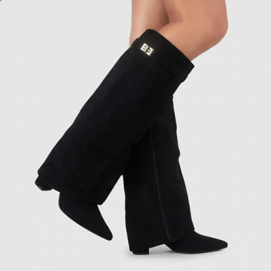 Stefanie | Women's Leather Over The Knee Buckle Boots