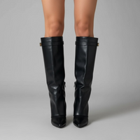 Stefanie | Women's Leather Over The Knee Buckle Boots