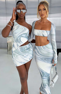 Sky Maxi Skirt - Grey Haze Print