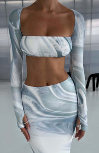 Sky Maxi Skirt - Grey Haze Print