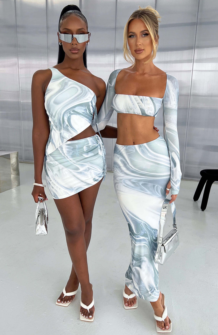 Sky Maxi Skirt - Grey Haze Print