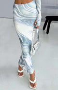 Sky Maxi Skirt - Grey Haze Print
