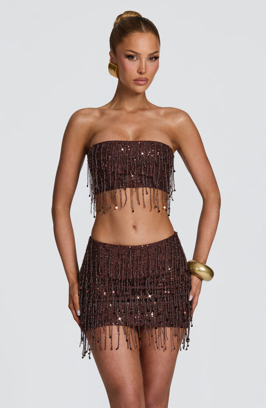 Lara Mini Skirt - Plum Brown