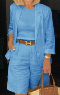 Blake Women's Blazer Shorts Two Piece Suit Set Summer in Blue