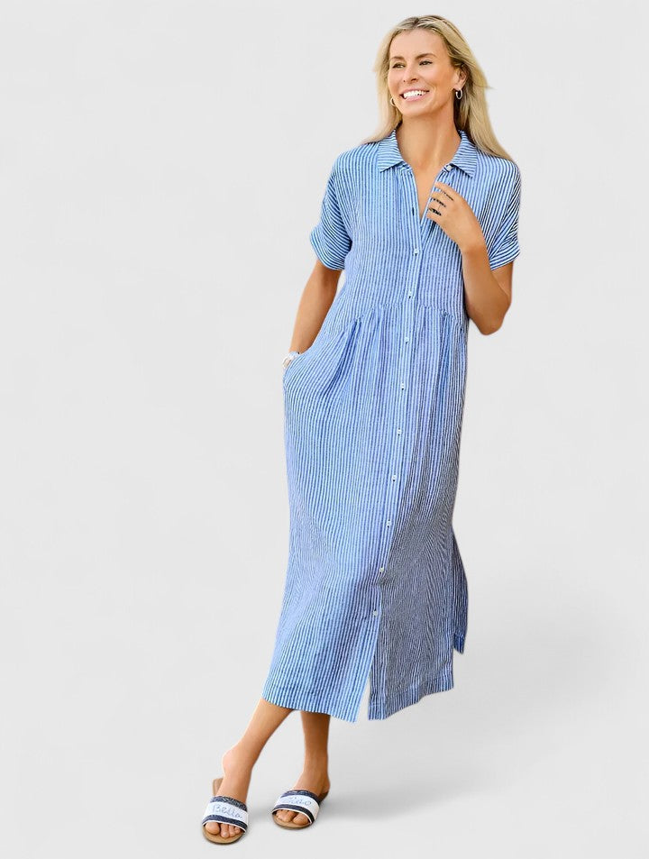 Lydia | Women's Relaxed Striped Shirt Midi Dress