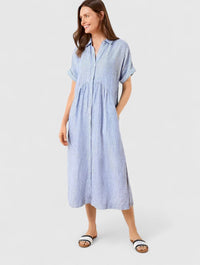 Lydia | Women's Relaxed Striped Shirt Midi Dress