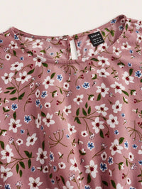Blossom Women's Floral Maxi Dress Long Sleeve Round Neck in Pink