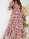 Blossom Women's Floral Maxi Dress Long Sleeve Round Neck